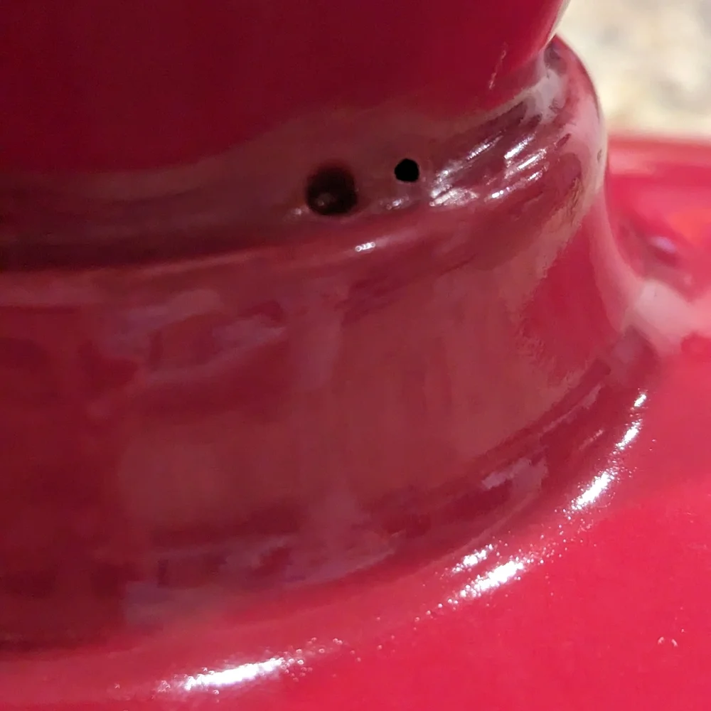 Retired Southern Living At Home Cinnabar Footed Oval Compote Stoneware Red